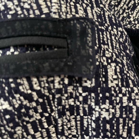 Ann Taylor Tweed Blazer navy white classic style fringed edges size 6 - Picture 8 of 16